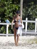 Izabel Goulart Booty under Sun on the Beach in St. Barts