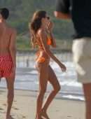 Izabel Goulart Booty in Orange Bikini on the Beach in St. Barts