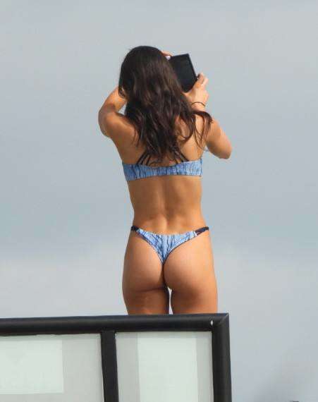 Jen Selter Booty in Bikini Stretching for Photoshoot in Tulum