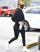 Jennifer Lopez Booty in Black Leggings at a Gym in Miami