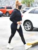 Jennifer Lopez Booty in Black Leggings at a Gym in Miami