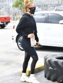 Jennifer Lopez Booty in Black Leggings at a Gym in Miami