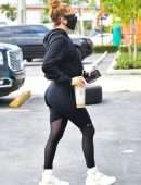 Jennifer Lopez Booty in Black Leggings at a Gym in Miami