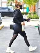 Jennifer Lopez Booty in Black Leggings at a Gym in Miami