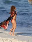 Jennifer Lopez Booty in Red Bikini at the Beach in Turk and Caicos
