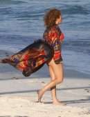 Jennifer Lopez Booty in Red Bikini at the Beach in Turk and Caicos
