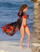 Jennifer Lopez Booty in Red Bikini at the Beach in Turk and Caicos