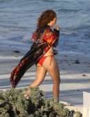 Jennifer Lopez Booty in Red Bikini at the Beach in Turk and Caicos