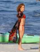 Jennifer Lopez Booty in Red Bikini at the Beach in Turk and Caicos