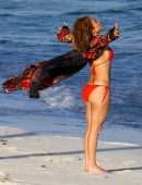 Jennifer Lopez Booty in Red Bikini at the Beach in Turk and Caicos