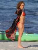 Jennifer Lopez Booty in Red Bikini at the Beach in Turk and Caicos