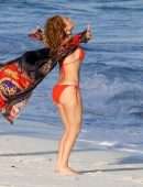 Jennifer Lopez Booty in Red Bikini at the Beach in Turk and Caicos