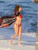 Jennifer Lopez Booty in Red Bikini at the Beach in Turk and Caicos