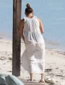 Jennifer Lopez Booty in a Black Swimsuit on the Beach in Turks and Caicos