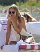 Kimberley Garner Booty in Tiny White Thong Bikini on the Beach in Miami