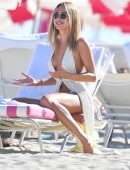 Kimberley Garner Booty in Tiny White Thong Bikini on the Beach in Miami