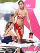 Kimberley Garner Upskirt Booty at the Beach in a Thong Bikini in Miami