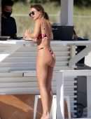 Kimberley Garner Upskirt Booty at the Beach in a Thong Bikini in Miami