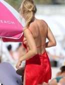 Kimberley Garner Upskirt Booty at the Beach in a Thong Bikini in Miami