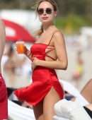 Kimberley Garner Upskirt Booty at the Beach in a Thong Bikini in Miami