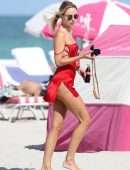 Kimberley Garner Upskirt Booty at the Beach in a Thong Bikini in Miami