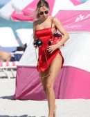 Kimberley Garner Upskirt Booty at the Beach in a Thong Bikini in Miami
