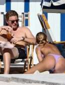 Kimberley Garner Booty in Thong Bikini on the Beach in Miami