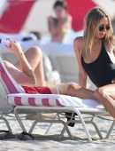 Kimberley Garner Booty in a Black Swimsuit at a Beach in Miami