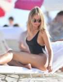 Kimberley Garner Booty in a Black Swimsuit at a Beach in Miami