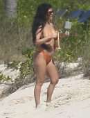Kourtney Kardashian and Kim Kardashian Seen at a Beach in Turks and Caico