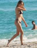Louisa Warwick Booty in a Thong Bikini on the Beach in Miami