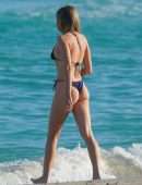 Louisa Warwick Booty in a Thong Bikini on the Beach in Miami