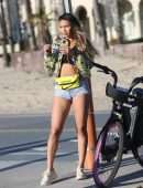 Montana Yao Going for a Workout, Riding Bicycle at Santa Monica Beach