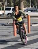 Montana Yao Going for a Workout, Riding Bicycle at Santa Monica Beach