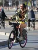 Montana Yao Going for a Workout, Riding Bicycle at Santa Monica Beach