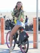 Montana Yao Going for a Workout, Riding Bicycle at Santa Monica Beach