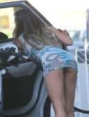 Montana Yao Upskirt at a Gas Station in Los Angeles