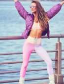 Nina Agdal Booty in Loveshack Fancy x Beach Riot Activewear Collection