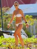 Vogue Williams in White Bikini at the Beach in St Barts