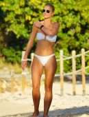 Vogue Williams in White Bikini at the Beach in St Barts