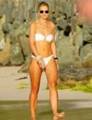 Vogue Williams in White Bikini at the Beach in St Barts