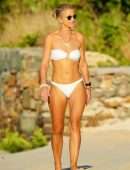 Vogue Williams in White Bikini at the Beach in St Barts