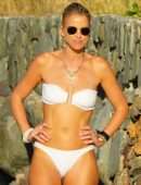 Vogue Williams in White Bikini at the Beach in St Barts