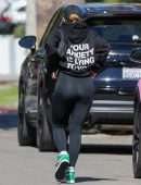 Addison Rae Booty in Tights, going to Pilates Class in West Hollywood
