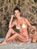 Alessandra Ambrosio Booty in a Tiny White Bikini with a Dog in Florianopolis
