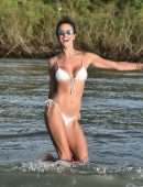 Alessandra Ambrosio Booty in a Tiny White Bikini with a Dog in Florianopolis