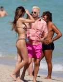 Amelia Hamlin in Animal Print Bikini at the Beach in Miami