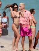 Amelia Hamlin in Animal Print Bikini at the Beach in Miami