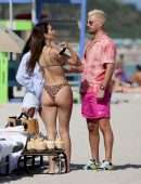Amelia Hamlin in Animal Print Bikini at the Beach in Miami