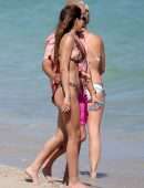 Amelia Hamlin in Animal Print Bikini at the Beach in Miami
